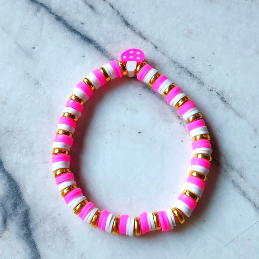 Pink mushroom bracelet